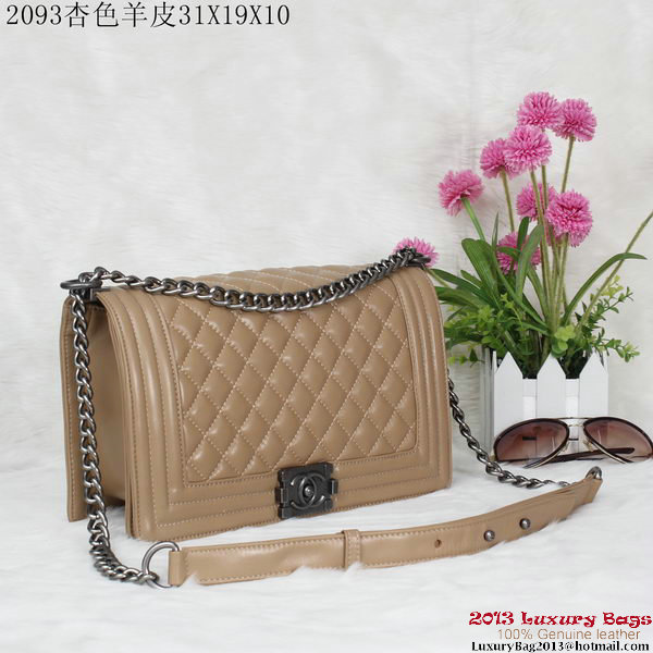 Boy Chanel Flap Shoulder Bag Sheepskin Leather A2093 Apricot