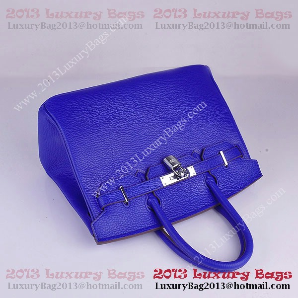 Hermes Birkin 30CM Tote Bag Blue Clemence Leather H6088 Silver Hermes Birkin 30CM Tote Bag Blue Clemence Leather H6088 Silver