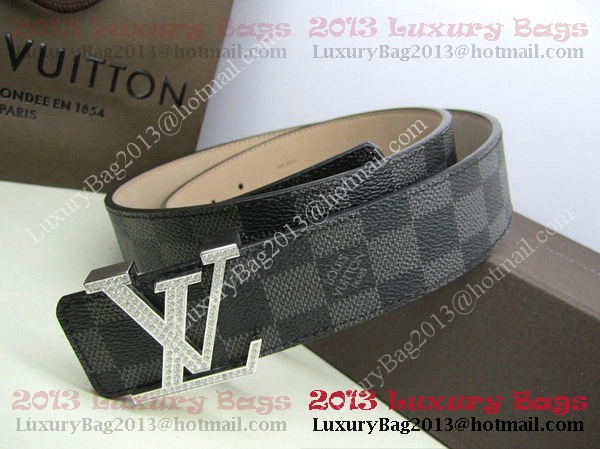 Louis Vuitton Damier Graphite Canvas Belt LV2050 Silver Louis Vuitton Damier Graphite Canvas Belt LV2050 Silver