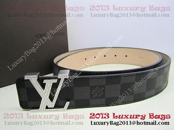 Louis Vuitton Damier Graphite Canvas Belt LV2050 Silver Louis Vuitton Damier Graphite Canvas Belt LV2050 Silver