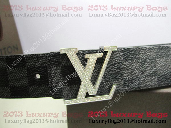 Louis Vuitton Damier Graphite Canvas Belt LV2050 Silver Louis Vuitton Damier Graphite Canvas Belt LV2050 Silver