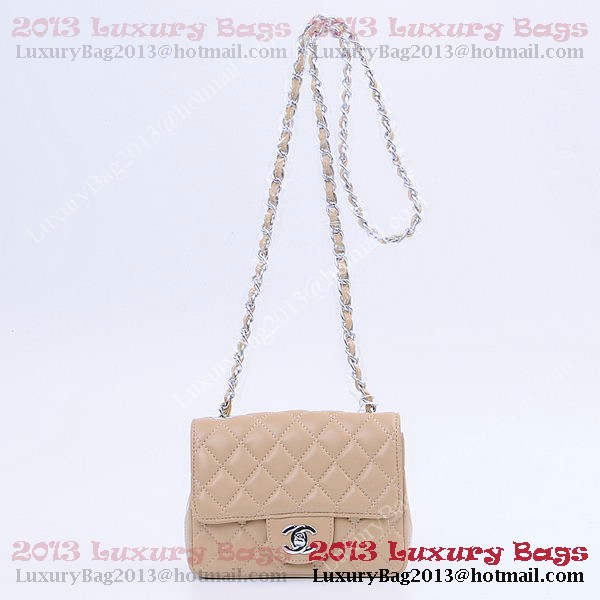 Chanel mini Classic Flap Bag Apricot Sheekskin 1115 Silver Chanel mini Classic Flap Bag Apricot Sheekskin 1115 Silver