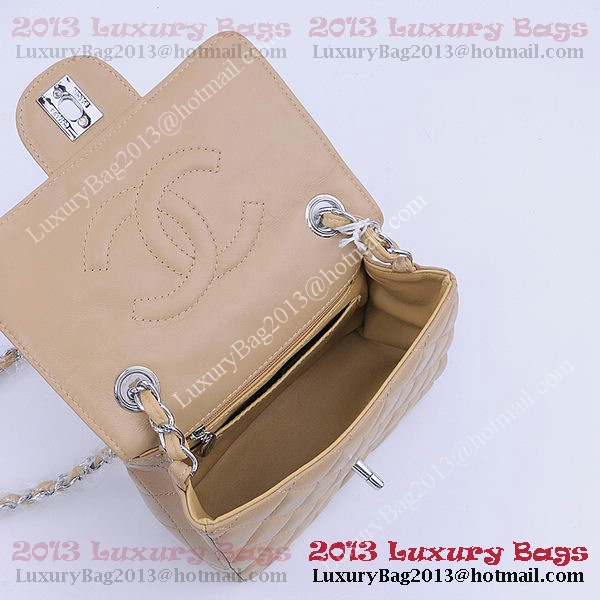 Chanel mini Classic Flap Bag Apricot Sheekskin 1115 Silver Chanel mini Classic Flap Bag Apricot Sheekskin 1115 Silver
