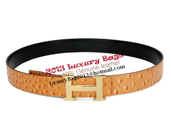 Hermes Belt Ostrich Leather HB5327 Camel Hermes Belt Ostrich Leather HB5327 Camel