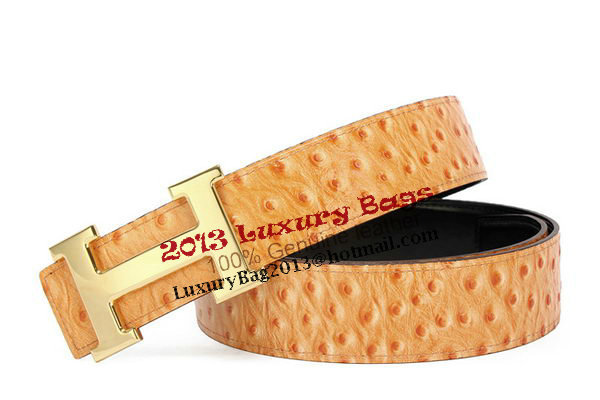 Hermes Belt Ostrich Leather HB5327 Camel Hermes Belt Ostrich Leather HB5327 Camel