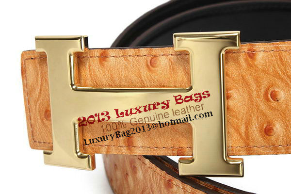 Hermes Belt Ostrich Leather HB5327 Camel Hermes Belt Ostrich Leather HB5327 Camel