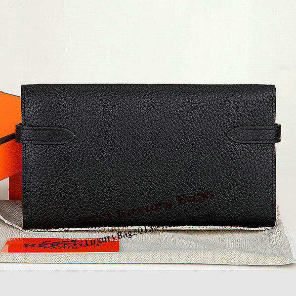 Hermes Kelly Original Leather Bi-Fold Wallet A708 Black Hermes Kelly Original Leather Bi-Fold Wallet A708 Black