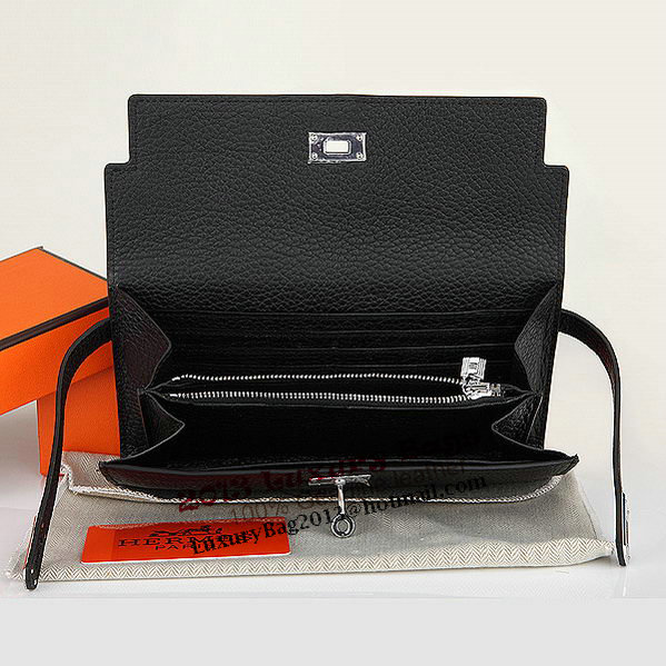 Hermes Kelly Original Leather Bi-Fold Wallet A708 Black Hermes Kelly Original Leather Bi-Fold Wallet A708 Black