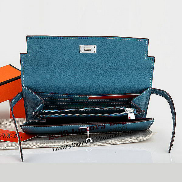 Hermes Kelly Original Leather Bi-Fold Wallet A708 Light Blue Hermes Kelly Original Leather Bi-Fold Wallet A708 Light Blue