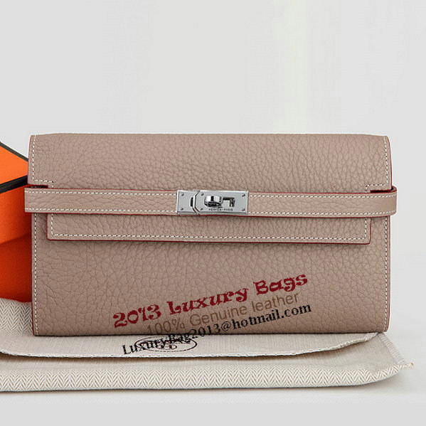 Hermes Kelly Original Leather Bi-Fold Wallet A708 Light Gray Hermes Kelly Original Leather Bi-Fold Wallet A708 Light Gray