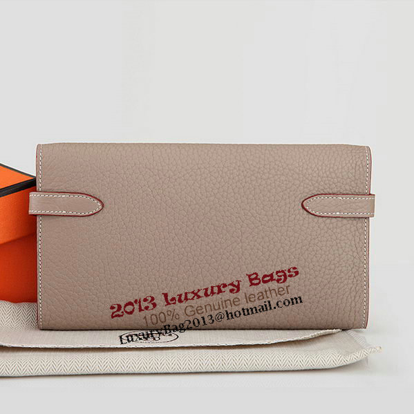 Hermes Kelly Original Leather Bi-Fold Wallet A708 Light Gray Hermes Kelly Original Leather Bi-Fold Wallet A708 Light Gray