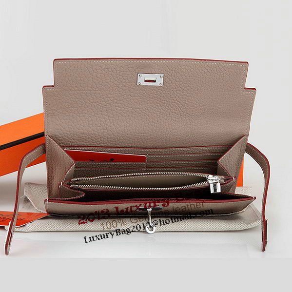 Hermes Kelly Original Leather Bi-Fold Wallet A708 Light Gray Hermes Kelly Original Leather Bi-Fold Wallet A708 Light Gray