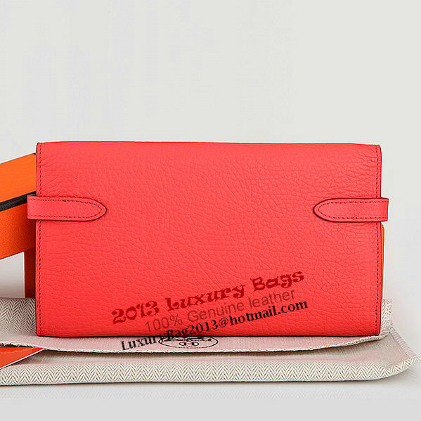 Hermes Kelly Original Leather Bi-Fold Wallet A708 Light Red Hermes Kelly Original Leather Bi-Fold Wallet A708 Light Red