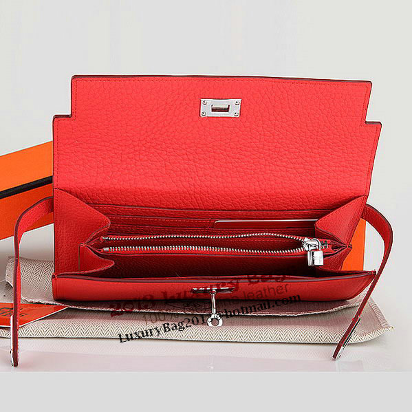 Hermes Kelly Original Leather Bi-Fold Wallet A708 Light Red Hermes Kelly Original Leather Bi-Fold Wallet A708 Light Red