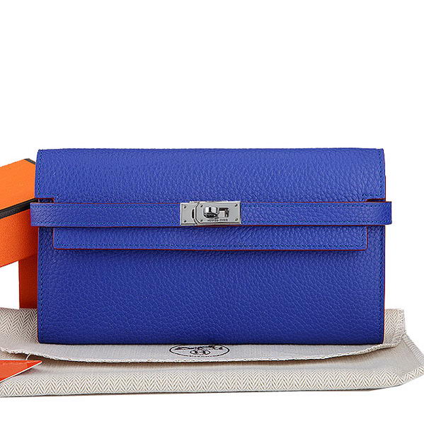 Hermes Kelly Original Leather Bi-Fold Wallet A708 RoyalBlue