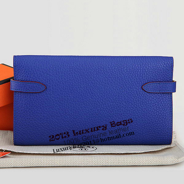 Hermes Kelly Original Leather Bi-Fold Wallet A708 RoyalBlue Hermes Kelly Original Leather Bi-Fold Wallet A708 RoyalBlue