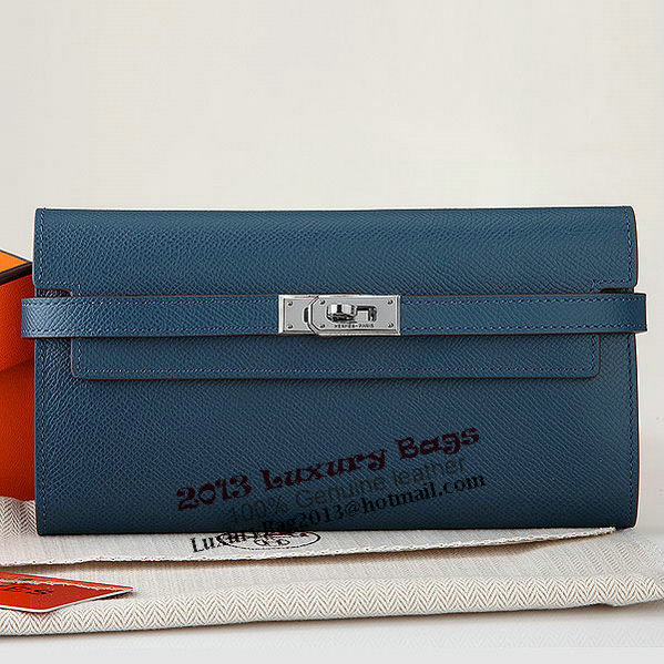 Hermes Kelly Original Saffiano Leather Bi-Fold Wallet A708 Dark Blue Hermes Kelly Original Saffiano Leather Bi-Fold Wallet A708 Dark Blue