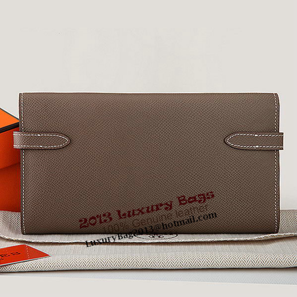 Hermes Kelly Original Saffiano Leather Bi-Fold Wallet A708 Dark Gray