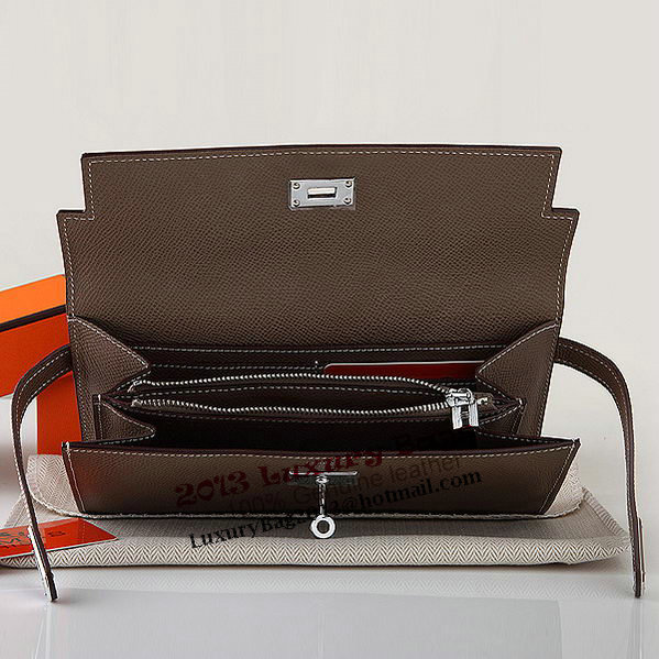 Hermes Kelly Original Saffiano Leather Bi-Fold Wallet A708 Dark Gray