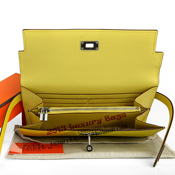 Hermes Kelly Original Saffiano Leather Bi-Fold Wallet A708 Lemon