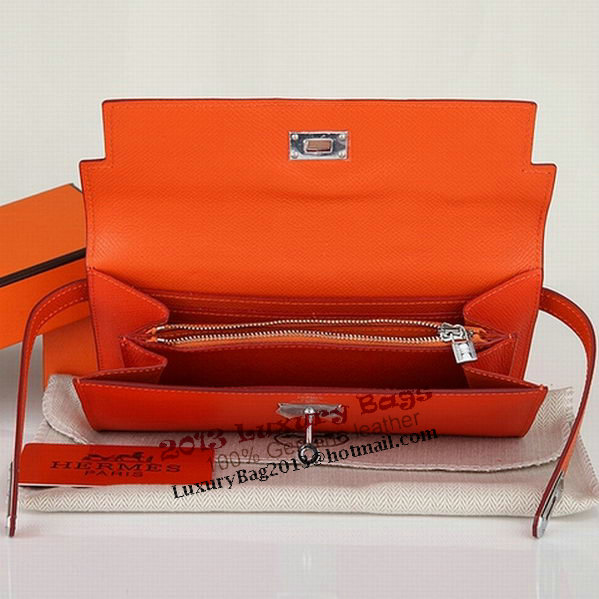 Hermes Kelly Original Saffiano Leather Bi-Fold Wallet A708 Orange