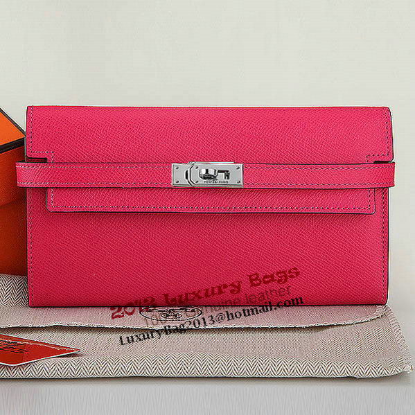 Hermes Kelly Original Saffiano Leather Bi-Fold Wallet A708 Peach