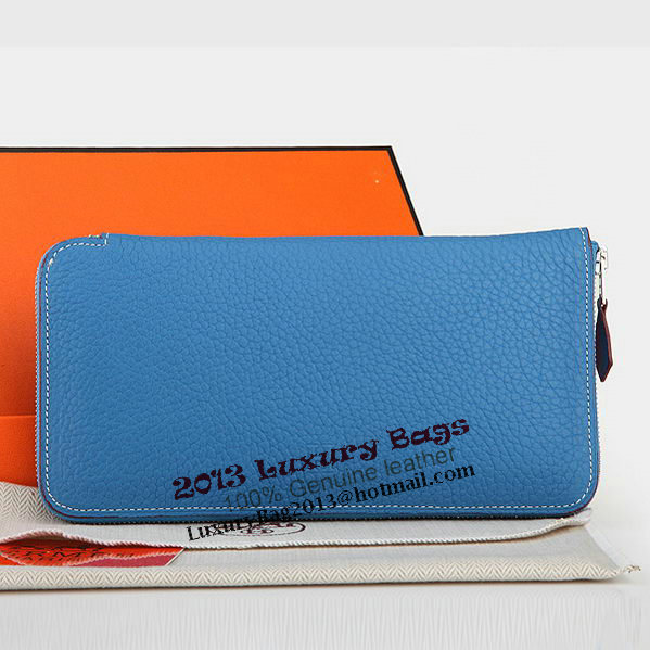 Hermes Zipper Wallet Original Leather A309 Blue Hermes Zipper Wallet Original Leather A309 Blue
