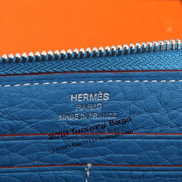 Hermes Zipper Wallet Original Leather A309 Blue Hermes Zipper Wallet Original Leather A309 Blue
