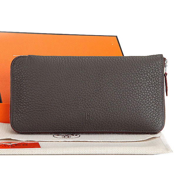Hermes Zipper Wallet Original Leather A309 Brown