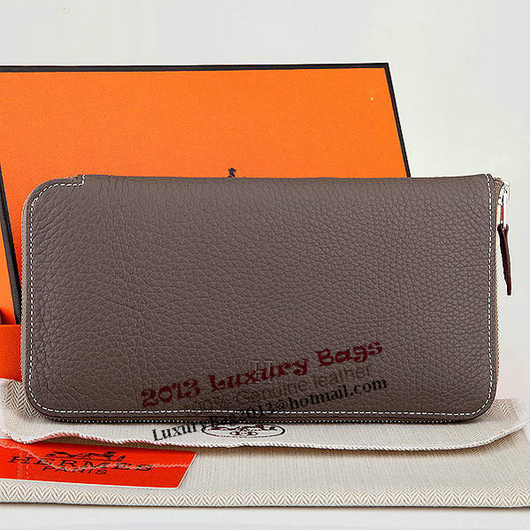 Hermes Zipper Wallet Original Leather A309 Dark Gray Hermes Zipper Wallet Original Leather A309 Dark Gray