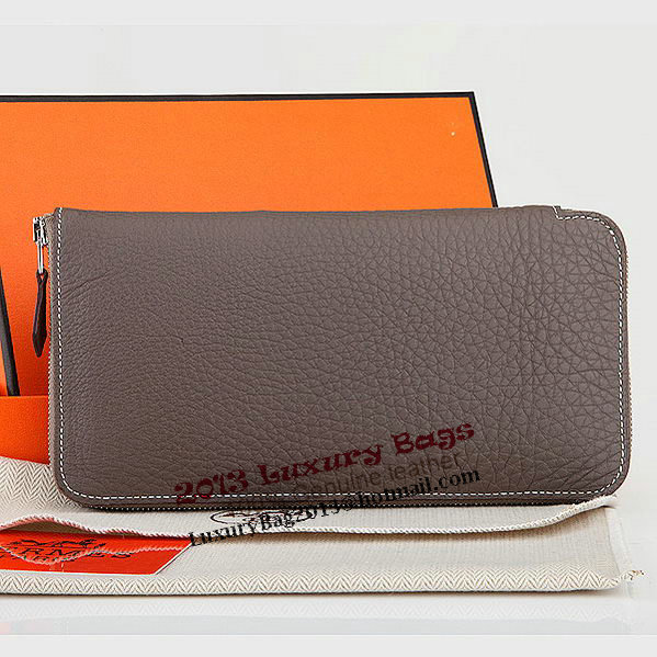 Hermes Zipper Wallet Original Leather A309 Dark Gray Hermes Zipper Wallet Original Leather A309 Dark Gray