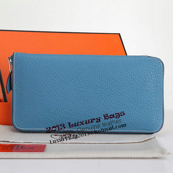 Hermes Zipper Wallet Original Leather A309 Light Blue Hermes Zipper Wallet Original Leather A309 Light Blue