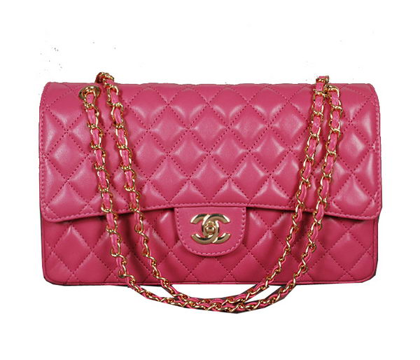 Chanel Classic Flap Bag 1113 Rose Sheep Leather Gold