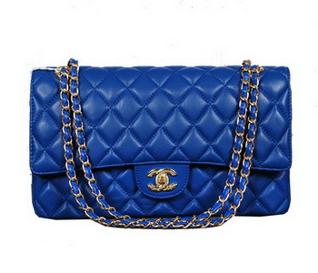 Chanel Classic Flap Bag 1113 RoyalBlue Sheep Leather Gold