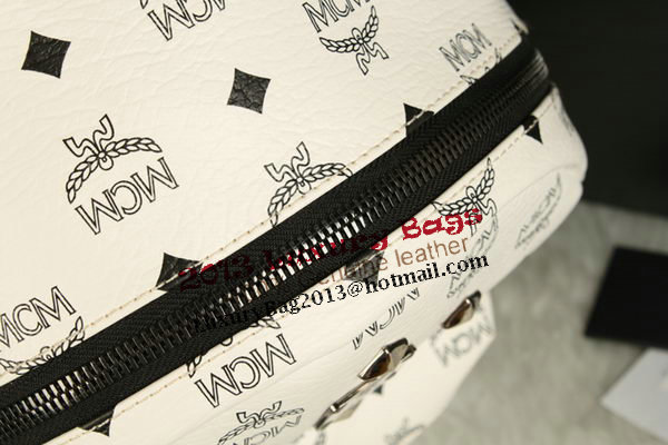 MCM Stark Backpack Large in Calf Leather 8004 White MCM Stark Backpack Large in Calf Leather 8004 White