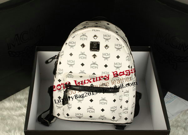 MCM Stark Backpack Large in Calf Leather 8004 White MCM Stark Backpack Large in Calf Leather 8004 White