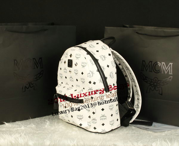 MCM Stark Backpack Large in Calf Leather 8004 White MCM Stark Backpack Large in Calf Leather 8004 White