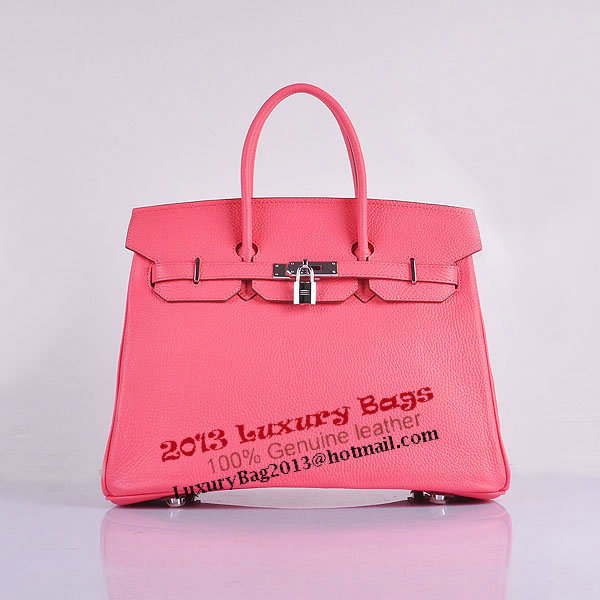 Hermes Birkin 35CM Tote Bag Pink Grainy Leather H6089 Silver
