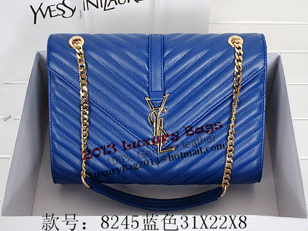 Yves Saint Laurent Classic Monogramme Flap Bag Y8245 Blue