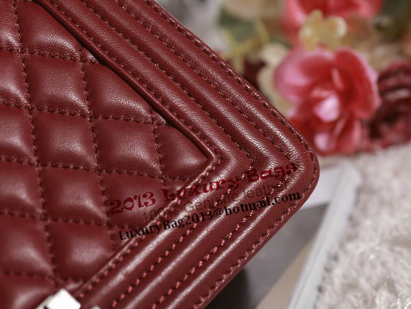 Chanel Boy Flap Shoulder Bag in Burgundy Lambskin Leather A67086 Silver Chanel Boy Flap Shoulder Bag in Burgundy Lambskin Leather A67086 Silver