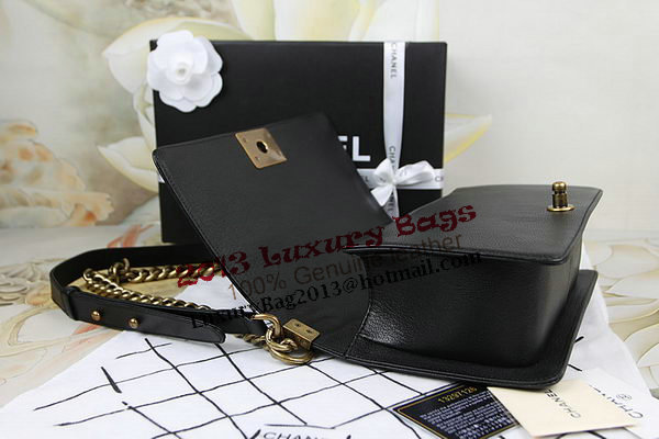Chanel Boy Flap Shoulder Bag in Black Original Deerskin Leather A67025 Gold