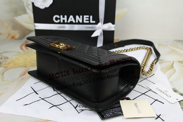 Chanel Boy Flap Shoulder Bag in Black Original Deerskin Leather A67025 Gold