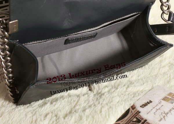 Chanel Boy Flap Shoulder Bag in Dark Blue Original Glazed Crackled A67086 Silver Chanel Boy Flap Shoulder Bag in Dark Blue Original Glazed Crackled A67086 Silver