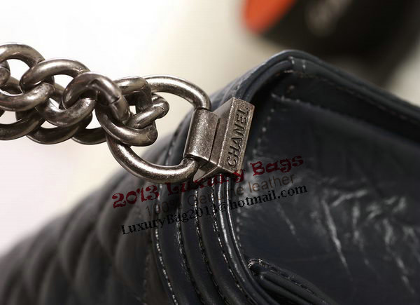 Chanel Boy Flap Shoulder Bag in Dark Blue Original Glazed Crackled A67086 Silver Chanel Boy Flap Shoulder Bag in Dark Blue Original Glazed Crackled A67086 Silver