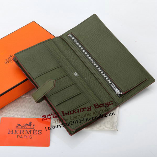 Hermes Bearn Japonaise Bi-Fold Wallet Grainy Leather A208 Dark Green Hermes Bearn Japonaise Bi-Fold Wallet Grainy Leather A208 Dark Green