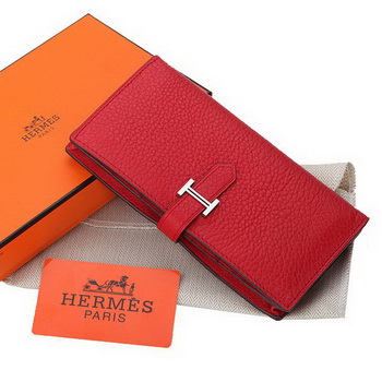 Hermes Bearn Japonaise Bi-Fold Wallet Grainy Leather A208 Red Hermes Bearn Japonaise Bi-Fold Wallet Grainy Leather A208 Red