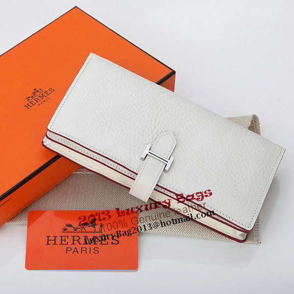 Hermes Bearn Japonaise Bi-Fold Wallet Grainy Leather A208 White Hermes Bearn Japonaise Bi-Fold Wallet Grainy Leather A208 White