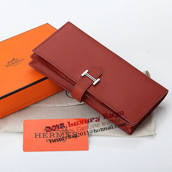 Hermes Bearn Japonaise Bi-Fold Wallet Original Leather A208 Red Hermes Bearn Japonaise Bi-Fold Wallet Original Leather A208 Red