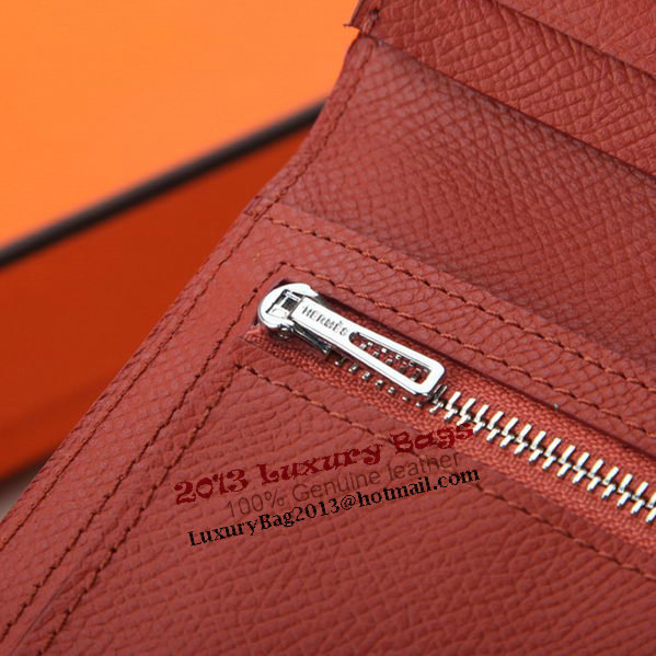 Hermes Bearn Japonaise Bi-Fold Wallet Original Leather A208 Red Hermes Bearn Japonaise Bi-Fold Wallet Original Leather A208 Red