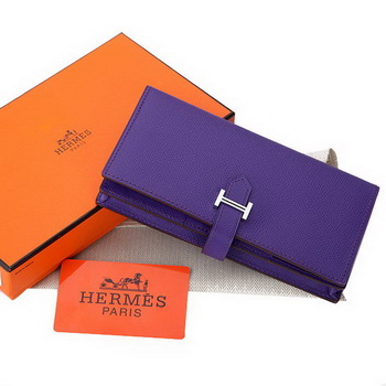 Hermes Bearn Japonaise Bi-Fold Wallet Original Leather A208 Violet Hermes Bearn Japonaise Bi-Fold Wallet Original Leather A208 Violet